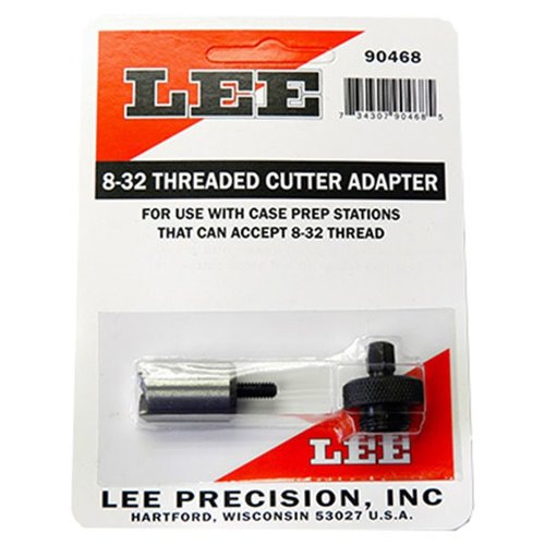 Der LARGE THREADED CUTTER ADAPTER von LEE PRECISION hat ein 8-32 Gewinde und ist perfekt für leistungsstarke Fallvorbereitungszentren geeignet.
