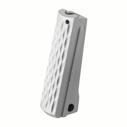 Der Fusion Pro-Series Gray Matte Stainless Mainspring Housing für 1911 ist präzise CNC-gefertigt, passt perfekt und bietet eine robuste Chain-Link Rückseite.