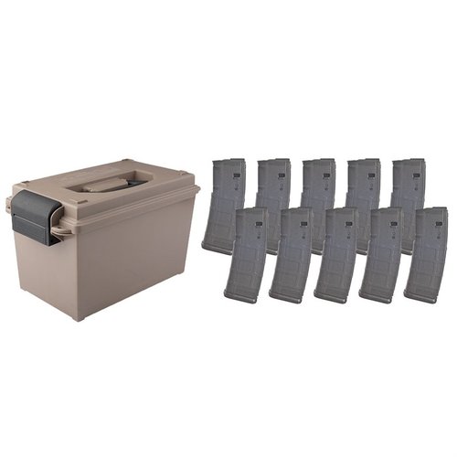 Der Tactical Mag Can bietet sicheren Transport und Lagerung für 20 oder 30-Rd AR15-Magazine, plus 10 robuste Magpul PMAGs für optimalen Einsatz.