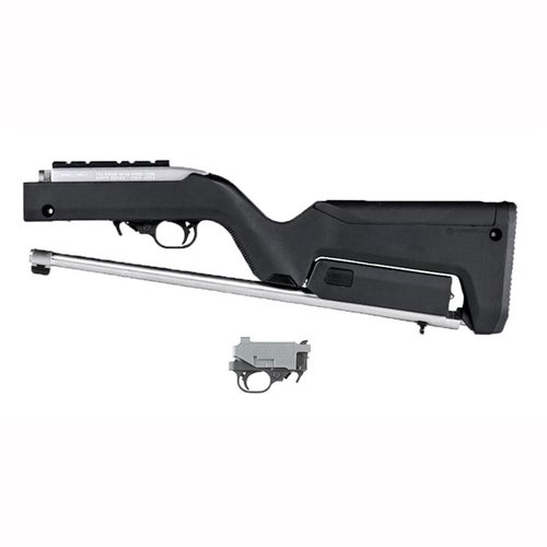 Il Magpul Ruger 10/22 Backpacker Stock consente di trasportare facilmente il fucile Ruger 10/22 smontato, con spazio per tre caricatori da 10 colpi e un grilletto BX.