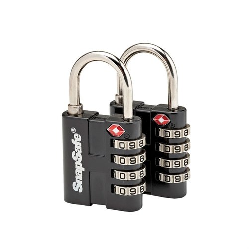 Schütze deine Sachen mit dem TSA PADLOCK 2-PACK von SNAP SAFE – ein robuster, TSA-zugelassener 4-stelliger Kombinationsschloss aus Metall, der schwer zu knacken ist.