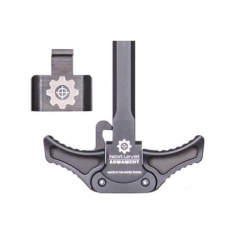 Verbessere deine SIG Sauer MPX mit dem NLA Charging Handle: voll ambidextrisch, erhöhte Oberfläche für einfaches Racking und robuste Stahlfederplatte.