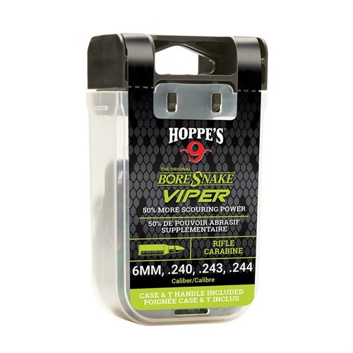Il Rifle Viper Bore Snake pulisce, lubrifica e sgrassa in un solo passaggio, con il 50% di superficie in più per una pulizia efficace e veloce.