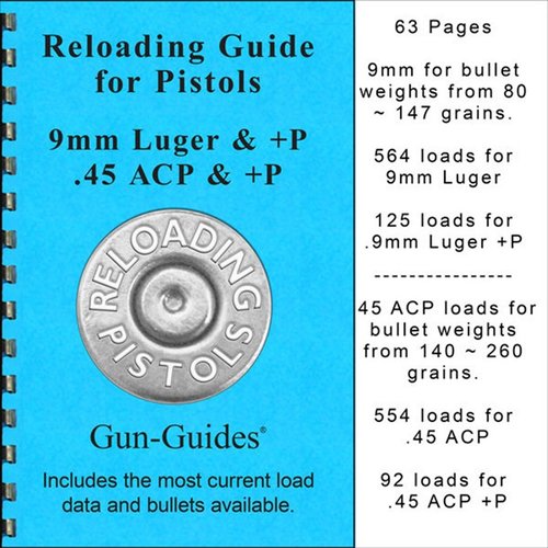 Hol dir die Reloading Guide für Pistolen mit hunderten von Handlade-Empfehlungen für 9mm und .45 ACP, inkl. +P-Ladungen und wichtigen Reloading-Infos.