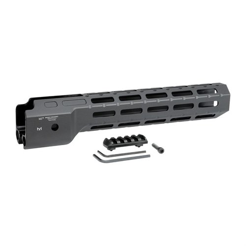 Die Midwest Industries Combat Rail PC9™ Handguard bietet 8 M-LOK Slots, 3 QD-Befestigungen und ein leichtes Design für optimale Anpassungsmöglichkeiten.