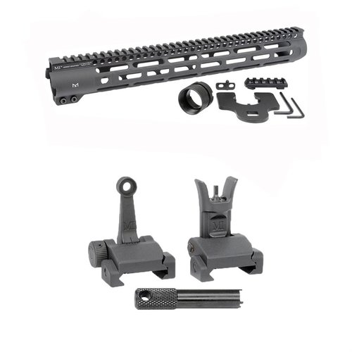 Améliore ton AR-15 avec le handguard Slim Line de Midwest Industries, offrant des points M-LOK, un rail Picatinny et des viseurs combat rabattables.