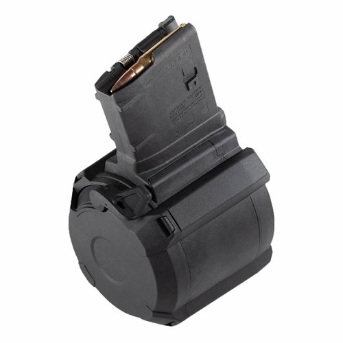 Der Magpul PMAG D-50 LR/SR GEN M3 ist ein leichter, robuster 50-Schuss Trommelmagazin für .308 Winchester, ideal für SR25/M110 Gewehre.