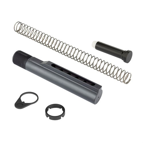 Das AR-15 Military-Spec Buffer Tube Assembly bietet eine perfekte Passform, ist aus robustem 6061 T6 Aluminium gefertigt und kommt mit lebenslanger Garantie.