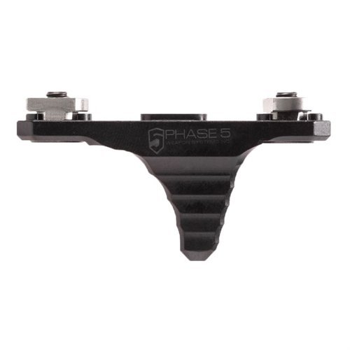 Il Mini Hand Stop Phase 5 è un accessorio leggero in alluminio 6061-T6 che si monta facilmente su sistemi M-LOK, migliorando il grip e l'indice della mano.