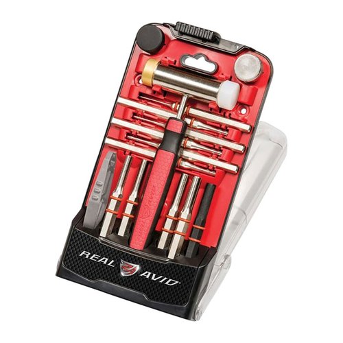 Le set ACCU PUNCH de REAL AVID permet de retirer et d'installer les pins de manière sécurisée, avec un marteau ergonomique et des punches hexagonaux pour un contrôle précis.