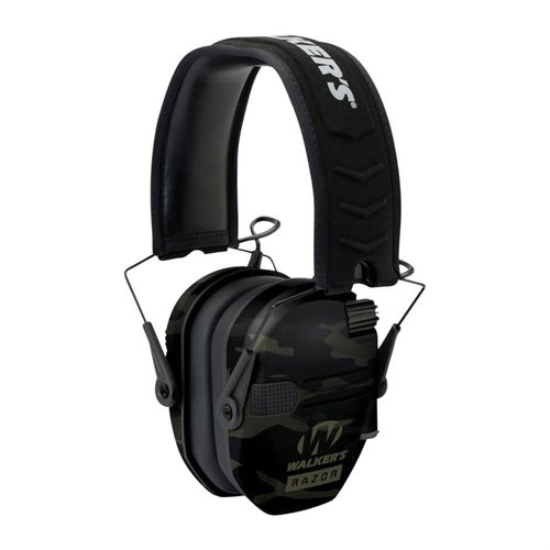 Le Walkers Razor Slim Electronic Muffs offrono una protezione acustica compatta e pieghevole, con 23 dB di riduzione del suono e comfort migliorato.
