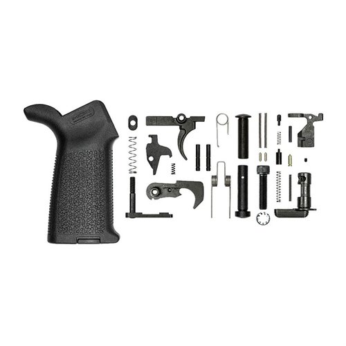 Il kit di parti inferiori AR-15 M4E1 di Aero Precision include il manico Magpul MOE, progettato per il ricevitore M4E1, senza guardia del grilletto.