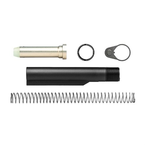 Il kit buffer AR-15 Aero Precision include un tubo buffer mil-spec in alluminio 7075-T6 e pesi di buffer personalizzabili per ridurre l'overgassing e il rinculo.