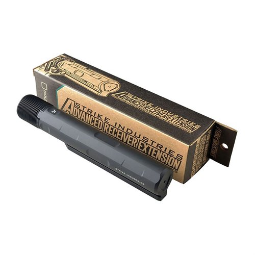 Der Strike Industries Advanced Receiver Extension bietet ein verbessertes Design, geringeres Gewicht, höhere Stabilität aus 7075-T6 Aluminium und weniger Reibung mit Schaft.