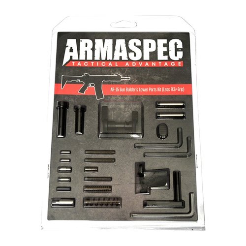 Das Armaspec AR-15 Gun Builders Lower Parts Kit aus Edelstahl bietet langlebige Komponenten für dein .223/5.56-Projekt und kommt mit lebenslanger Garantie.
