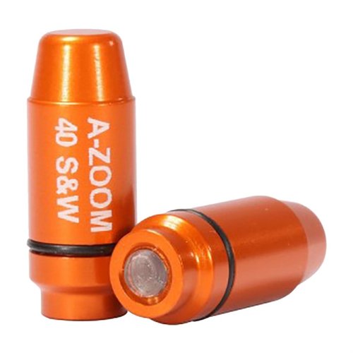 I dummy rounds A-ZOOM AMMO SNAP CAP 40 S&W offrono un corpo in alluminio, un primer sintetico, e permettono di praticare ricarica, sgancio e tiro a secco.