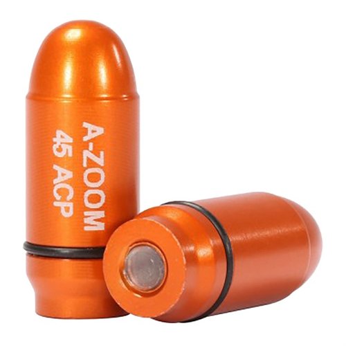 Gli AMMO SNAP CAP DUMMY ROUNDS A-ZOOM 45 ACP sono ideali per praticare il caricamento, lo svuotamento e il dry firing, migliorando le abilità di tiro e la gestione dell'arma.