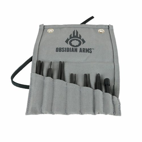 Das AR-15 Complete Armorer's 12-Piece Punch Set von Obsidian Arms bietet dir alles, was du für den Bau und die Demontage deines AR-15 benötigst, mit lebenslanger Garantie.