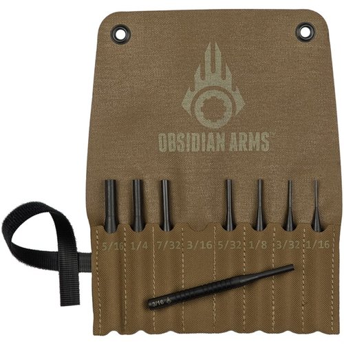 Das Obsidian Arms Standard 8-teilige Punch Set ist leicht zu transportieren, enthält beliebte Grössen und ist aus 4140 Alloy Steel für Langlebigkeit gefertigt.