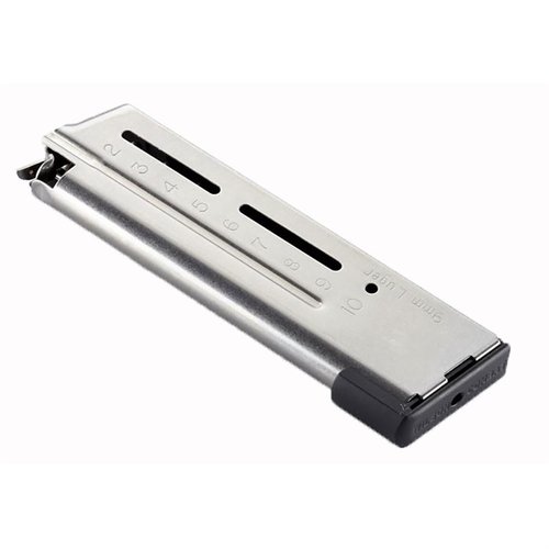 Die Wilson Combat ETM 9mm Magazine bieten maximale Zuverlässigkeit, einfache Handhabung und hervorragende Fütterung für 1911-Pistolen. Jetzt in Edelstahl oder Schwarz!
