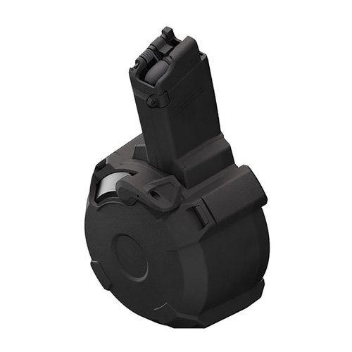 Il PMAG D-50 EV9 offre una capacità di 50 colpi, costruzione resistente e un caricamento facile grazie alla leva di caricamento a cricchetto.