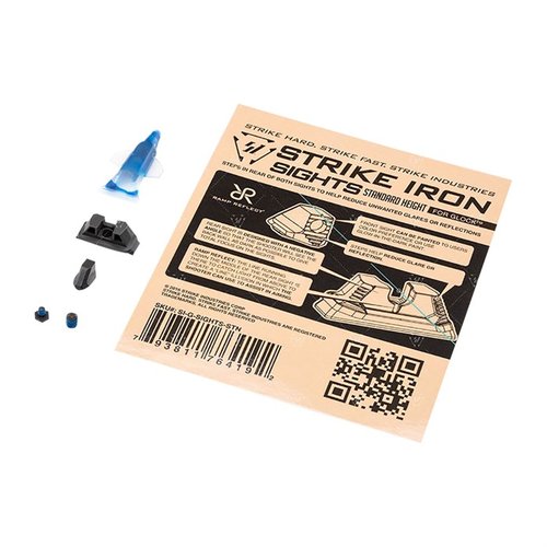 Il set di mirini Strike Iron per Glock offre un allineamento naturale, riduce il riverbero e consente personalizzazione, aumentando precisione e accuratezza.