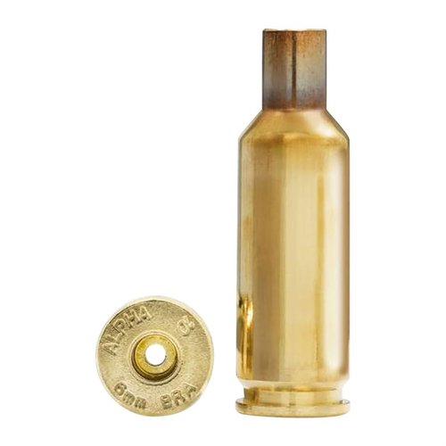 Die 6MM BRA Brass von Alpha Munitions bietet eine verbesserte Fallkapazität, längere Lebensdauer der Zündhülsen und hohe Geschwindigkeiten mit wenig Pulver.