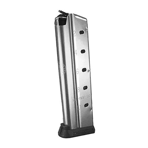 Il caricatore 1911 GOVERNMENT FULL SIZE da 10 colpi per 9mm offre una capacità eccezionale, un design che favorisce l'alimentazione e una costruzione in acciaio inox.