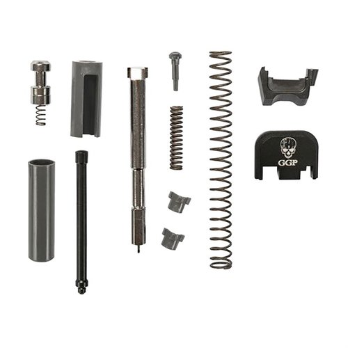 Das GGP Slide Completion Kit enthält alle notwendigen Teile für deine Glock® Slide, gefertigt aus 17-4 PH Edelstahl für maximale Zuverlässigkeit.