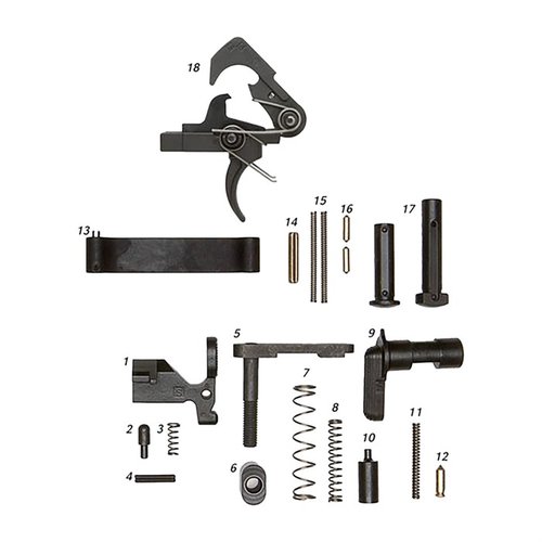 Das AR-15 Lower Parts Kit mit QMS Trigger bietet alles, was du für den Aufbau benötigst, inklusive Bolt Catch, Mag Release und mehr – wahlweise mit oder ohne Griff!