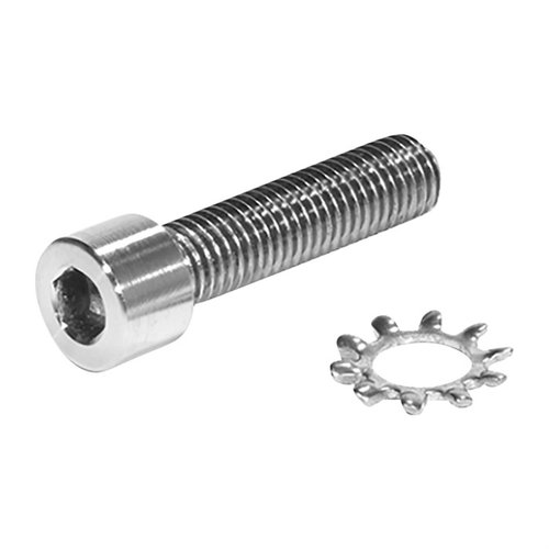 Der TITANIUM PISTOL GRIP SCREW von BADGER ORDNANCE ist ein leichter und robuster Grade 5 Titanium socket head cap screw mit einer Sternscheibe, perfekt für deine Waffe.