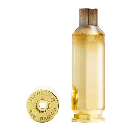 Die 6mm Dasher Hülsen von Alpha Munitions bieten 10% mehr Kapazität, sind extrem präzise und langlebig dank der OCD Optimized Case Head Technology.