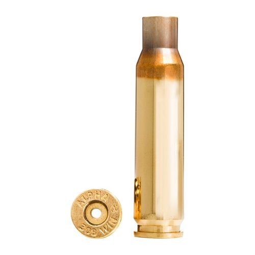 La cartuccia 308 Winchester di Alpha Munitions offre una durata superiore grazie alla tecnologia OCD, disponibile con tasche per primer Large o Small in confezione da 100.