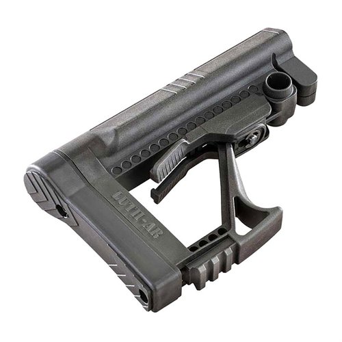 Il MBA-5 Buttstock è leggero, regolabile e dotato di un poggiatesta flessibile, mentre il Chubby Grip offre ergonomia e controllo del grilletto per tiri precisi.