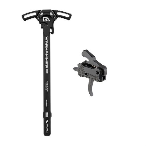 Das AR-15 RA140 RAVE TRIGGER & WARHAMMER MOD2 Bundle bietet dir einen zuverlässigen, präzisen Abzug und eine verbesserte Ladefunktion für dein AR-15.