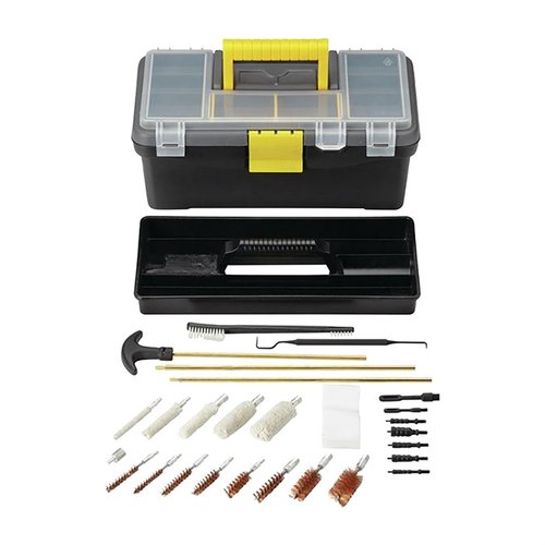 Entdecke das 28-teilige UNIVERSAL TOOLBOX GUN CARE KIT von OUTERS 🛠️ für eine gründliche Waffenreinigung. Perfekt für jeden Waffenliebhaber!