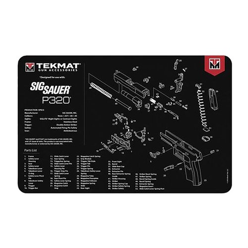 Das TEK MAT Pistol Gun Cleaning Mat schützt deine SIG Sauer P320 während der Reinigung, hat eine rutschfeste Unterseite und ist leicht zu reinigen.