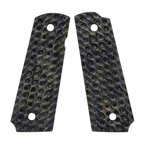 Le VZ Hydra Grips per 1911 offrono una presa aggressiva e sicura, con un design in G-10 che esalta i colori Burl, perfette per tiro e competizioni.