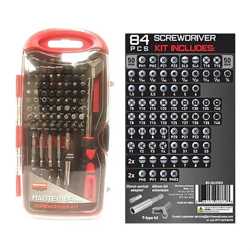 Das 84-teilige MASTER SCREWDRIVER SET von BIRCHWOOD CASEY bietet dir eine umfassende Auswahl an Bits, einschliesslich Slotted, Philips, Torx und mehr!