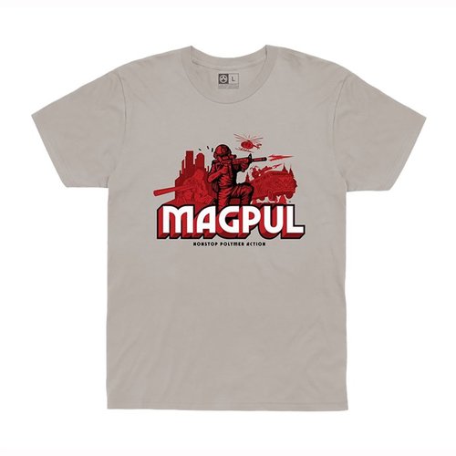 Le T-shirt NONSTOP POLYMER ACTION de MAGPUL est en coton 100% doux, avec un col rond, des coutures renforcées et un confort optimal, idéal pour les passionnés.