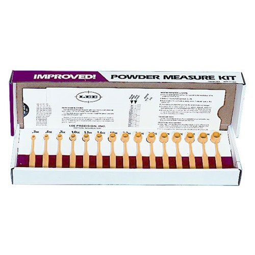 Das Lee Powder Measure Dipper Kit enthält 15 abgestufte Dipper von 0,3cc bis 4,3cc und eine praktische Slide-Karte mit einer Pulverdosierungstabelle.