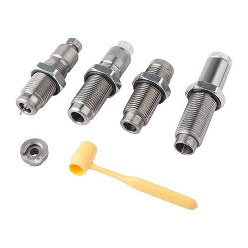 Scegli il set di die ULTIMATE 4-DIE per la massima versatilità: include Full Length Sizer, Collet Neck Sizer, Easy Adjust Bullet Seating Die e Factory Crimp Die.