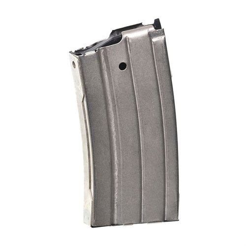 Das RUGER MINI-14® Magazin aus hitzebehandeltem Kohlenstoffstahl mit vernickelter Oberfläche bietet Zuverlässigkeit und Langlebigkeit für deine .223 Kaliber Waffe.