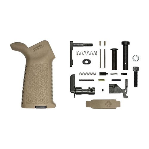 Le kit de pièces inférieures AR-15 d'Aero Precision avec grips Magpul est parfait pour assembler ton lower receiver, sans le fire control group pour une personnalisation facile.