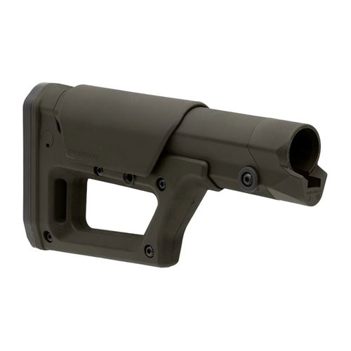 Il Magpul PRS Lite è un calcio leggero per AR-15, con regolazioni per altezza e lunghezza, progettato per resistere e ottimizzare il peso per il trasporto.