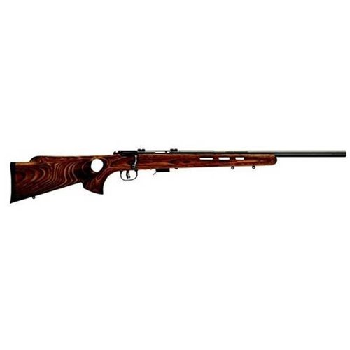 Die Savage Arms 93R17 BTV bietet einen laminierten, belüfteten Thumbhole-Schaft und einen schweren Lauf für präzises Schiessen auf Kleintiere bis 2.550 fps.