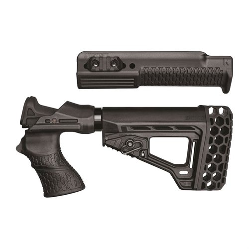Il Blackhawk Knoxx SpecOps Gen III per Remington 870 riduce il rinculo fino all'80%, offre 6 posizioni di regolazione e un'impugnatura ergonomica per una migliore maneggevolezza.