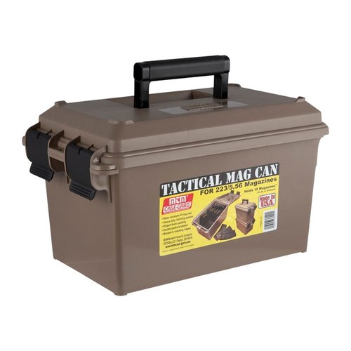 I TACTICAL RIFLE MAGAZINE CANS offrono una protezione sicura per 15 caricatori AR15 223/5.56, con design impilabile e chiusura a triplo lucchetto.