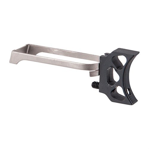 Il grilletto K-HOLE di Fusion è un grilletto leggero e regolabile per pistole 1911, disponibile in finitura argento o nera, perfetto per combattimento e competizione.