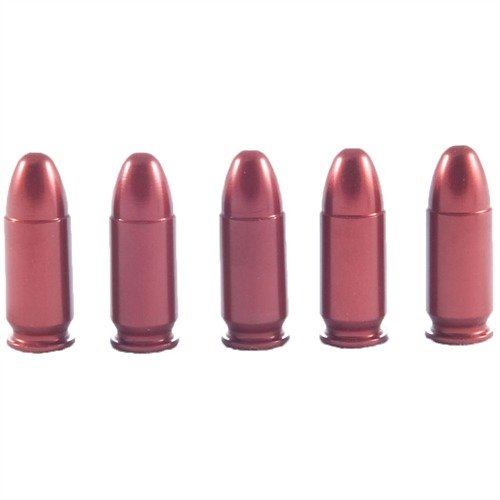 Le AMMO SNAP CAP DUMMY ROUNDS 9MM LUGER di A-ZOOM offrono un corpo in alluminio resistente, ideali per praticare ricariche, sganci e tiri a secco.